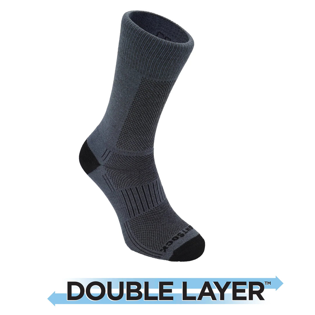 Wrightsock coolmesh ii gráir tveggjalaga sokkar